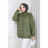 Pamuk Butik Kadın Yarım Balıkçı Yaka Cepli Triko Hırka