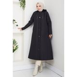 Pamuk Butik Kadın Zincir Detaylı Kapüşonlu Kapitone Mont -PMK475 - Siyah