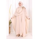 Pamuk Çiçek Detaylı Elbise Abaya Şal Hediye 8009 Taş