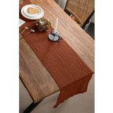 Pamuk Dantel Runner 35x145 cm Masa Örtüsü Kiremit