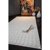 PAMUK HALI Bünyan Peluş Halı Yeni Model Modern ve Estetik Halı Yolluk Koridor Yatak Odası Mutfak Makine Halısı - Beyaz - 80 x 470 cm