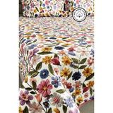 Pamuk Kapitone Dijital Baskılı Yatak Örtüsü – Botanic Bloom - Dört Farklı Ölçü - Beyaz - 220 x 230 cm