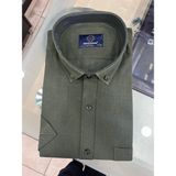 Pamuk Keten Kısakol Erkek Gömlek - Yeşil - 2XL