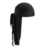Pamuk Kumaş Durag Bandana Uzun Kuyruklu (Siyah)