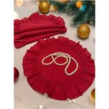 Pamuk Polyester Fırfırlı Yuvarlak Amerikan Servisi Supla 2'li 40 cm - 40 x 40 - Kırmızı