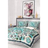 Pamuk Saten Lastikli Çarşaf Deluxe Çift Kişilik 3D Blue Nevresim Takımı - Renkli - Standart