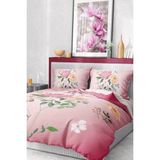 Pamuk Saten Lastikli Çarşaf Deluxe Çift Kişilik 3D Pink Nevresim Takımı - Renkli - Standart