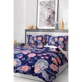 Pamuk Saten Lastikli Çarşaf Deluxe Çift Kişilik 3D Purple Nevresim Takımı - Renkli - Standart