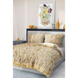 Pamuk Saten Lastikli Çarşaf Deluxe Çift Kişilik 3D Zebra Nevresim Takımı - Gold - Standart