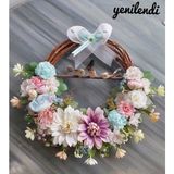 Pamuk Şekeri Kapı Süsü 35 cm, Çelenk, Kapı Çelenk, Ev Dekor, Kapı Süsü - Çok Renkli