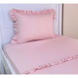 Pamuka Fırfırlı Tek Kişilik Nevresim Seti Baby Pink 160 x 220 cm Şık Desenli Yatak Takımı - Pembe