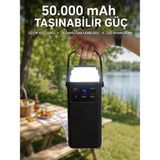 Pamukia LED Aydınlatmalı Powerbank 50.000 Mah 22,5 W Hızlı Şarj 4 Dahili Kablolu Dijital Pil Göstergel