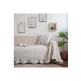 pamukidea 220x200 Cm Geniş Fırfırlı Pamuklu Buldan Keten Çekyat - Koltuk Örtüsü