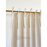 PAMUKIDEA Ip Bağcıklı - Bağlamalı Rustik Perde Natural Sade Düz %100 Pamuklu Buldan Keten (En x Boy) Tek Kanat - Açık Bej - 150 x 220 cm