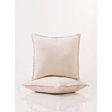 PAMUKIDEA PAMUKİDEA 2 Adetli Set Her Ölçüde - %100 Pamuklu Sade Düz Keten Kırlent Kılıfı Yastık Yüzü Kare - Dikdörtgen - 40 x 70 cm - Bej - Krem