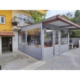pamukkale branda 450 X 270 Pvc Şeffaf Branda Kapama Kış Bahçesi Fermuarlı GRİ