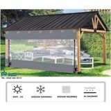 Pamukkale Branda Su Geçirmez Pvc Şeffaf Branda, Kış Bahçesi Fermuarlı Kapama, Gri, 500 x 270 cm - Option-1 - Adaçayı Yeşili