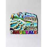 Pamukkale Polyester Kabartmalı Magnet 7X5,5 Cm Şehir Magneti Dekoratif Hediyelik Buzdolabı Süsü (Kod:1856)