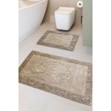 Pamukkent Süper Emici 2'li%100 Pamuk Ultra Lüks Banyo Paspası Seti 60x100 cm ve 50x60 cm (Kahverengi)