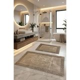 Pamukkent Süper Emici 2'li%100 Pamuk Ultra Lüks Banyo Paspası Seti 60x100 cm ve 50x60 cm (Koyu Kahverengi)