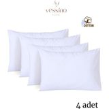 Pamuklu 4’lü 50X70 Beyaz Yastık Kılıfı Iç Astar, Fermuarlı Set - Ahşap - Beyaz