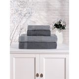 Pamuklu 4'lü Banyo Havlu Seti Hamam Takımı Seti Günlük Çeyizlik Banyo Havlusu - 70 x 140 cm - Antrasit