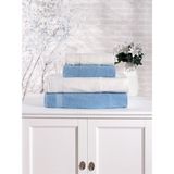 Pamuklu 4'lü Banyo Havlu Seti Hamam Takımı Seti Günlük Çeyizlik Banyo Havlusu - 70 x 140 cm - Mavi