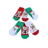 Pamuklu 6'lı Yılbaşı Noel Baba Kışlık Havlu Yenidoğan Bebek Çorap 0-6 ay
