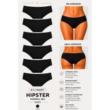 Pamuklu Basic Normal Bel 6'lı Hipster Külot. Siyah (Siyah, L)