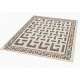 Pamuklu Bukle Lüks Kilim (140X200)-Labirent Kreme Kahve
