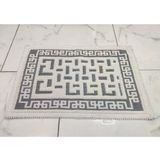 Pamuklu Bukle Lüks Kilim (40X60)-Labirent Kreme Gri