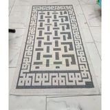Pamuklu Bukle Lüks Kilim (80X150)-Labirent Kreme Gri