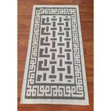 Pamuklu Bukle Lüks Kilim (80X150)-Labirent Kreme Kahve