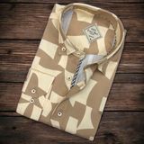 Pamuklu Camel Uzun Kollu Erkek Gömlek (Slim Fit Kalıp)