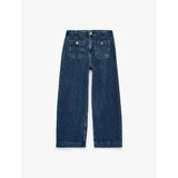 Pamuklu Cep Detaylı Düğmeli Geniş Kısa Paça Denim Pantolon - Culotte Jeans