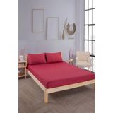 Pamuklu Çizgili Saten Tek Kişilik Lastikli Çarşaf Seti 100x200cm30 Cm 1 Adet Yastık Kılıfı 50x70 Bordo