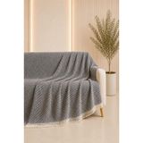 Pamuklu Çok Amaçlı Koltuk Örtüsü – Zigzag Desenli Koltuk Şalı, Çekyat Örtüsü, TV Battaniyesi, Dekoratif, Şık ve Dayanıklı -170x210 cm (Antrasit)