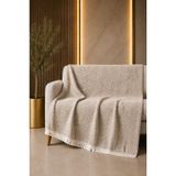Pamuklu Çok Amaçlı Koltuk Örtüsü – Zigzag Desenli Koltuk Şalı, Çekyat Örtüsü, TV Battaniyesi, Dekoratif, Şık ve Dayanıklı -170x210 cm (Bej)