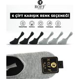 Pamuklu Erkek Babet Çorap Dikişsiz Görünmez Kaydırmaz Topuk Silikonlu 6’lı Paket - 40 - 44 - Antrasit - Gri