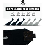 Pamuklu Erkek Babet Çorap Dikişsiz Görünmez Kaydırmaz Topuk Silikonlu 6’lı Paket - 40 - 44 - Lacivert - Gri