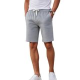 Pamuklu Erkek Casual Şort 2 İplik Yan Cepli Bağcıklı Regular Fit Kalıp Boru Paça Gri Günlük Bermuda (Gri, L)