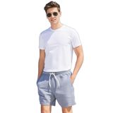 Pamuklu Erkek Casual Şort 2 İplik Yan Cepli Bağcıklı Regular Fit Kalıp Boru Paça Gri Günlük Bermuda (Gri, S)