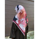 Pamuklu Flora Desen Eşarp-Bordo/Siyah