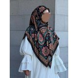 Pamuklu Flora Desen Eşarp-Karma