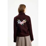Pamuklu Gabardin Nakışlı Fıt Ceket Bordo - S