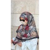 Pamuklu Gonca Desen Eşarp - Siyah