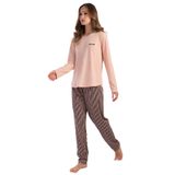 Pamuklu Kadın Büyük Beden Uzun Kol Pijama Takım, 403194