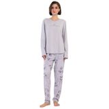 Pamuklu Kadın Büyük Beden Uzun Kol Pijama Takım, 403282