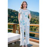 Pamuklu Kadın Kıbrıs Yarasa Kol Bluz Pantolon Takım, 411055