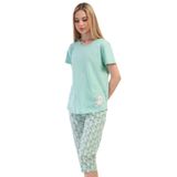 Pamuklu Kadın Kısa Kol Kaprili Pijama Takım, 410104